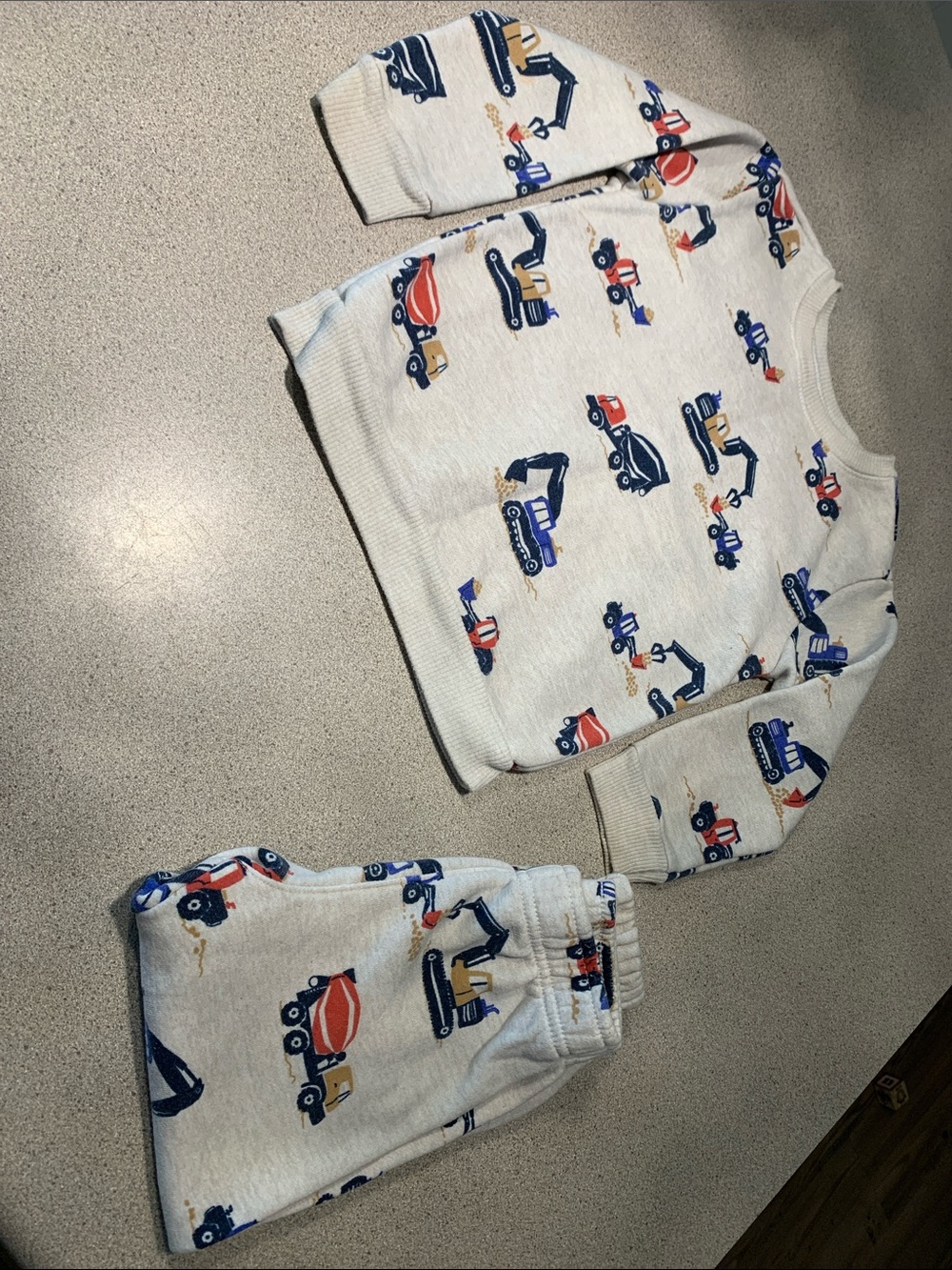 Garanimals Cream Sweatshirt & Joggers with Navy and Red Vehicle Print